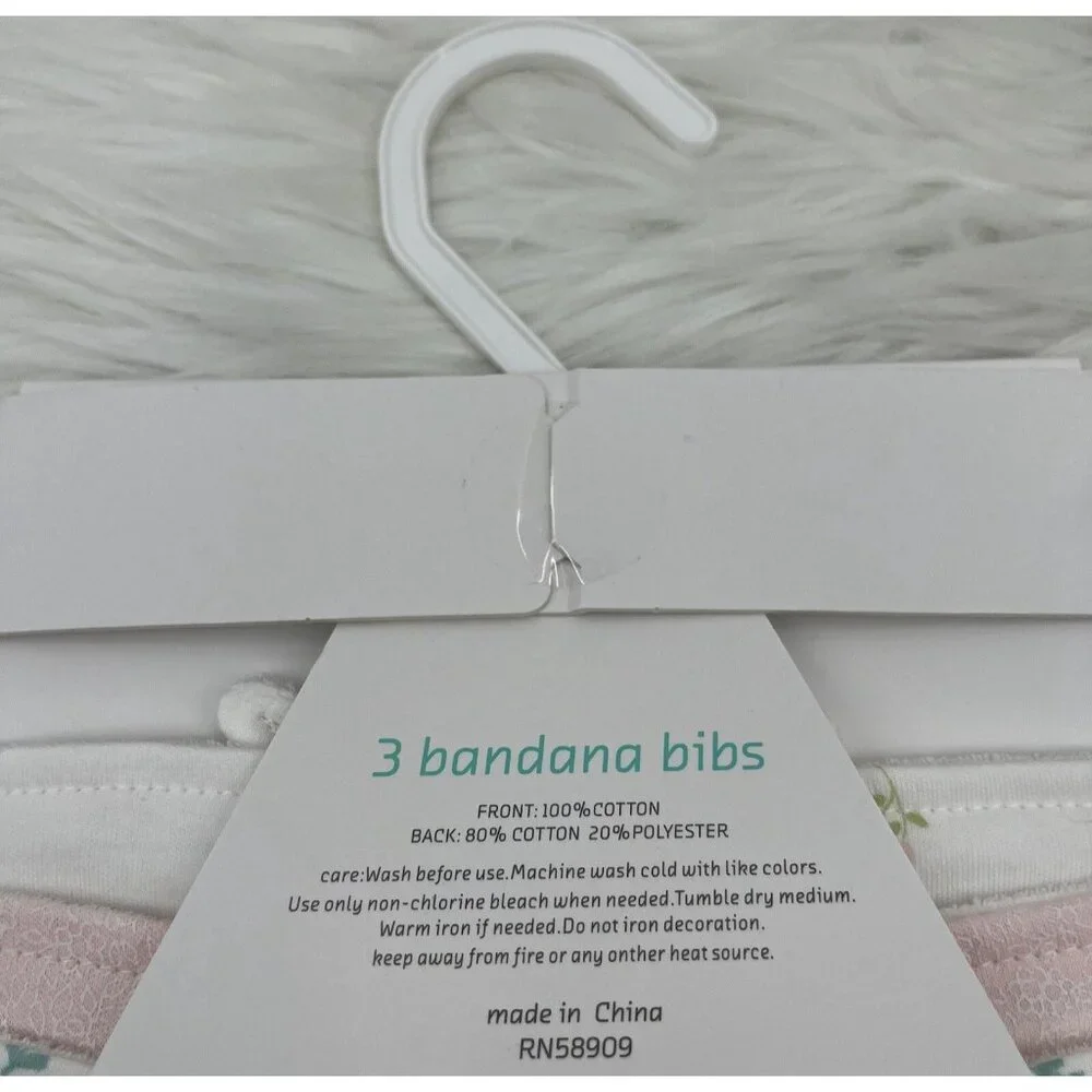 NEW Starting Out Bandana Bibs 3-Pack Baby Girls Snap Closure Floral Pink Pastel